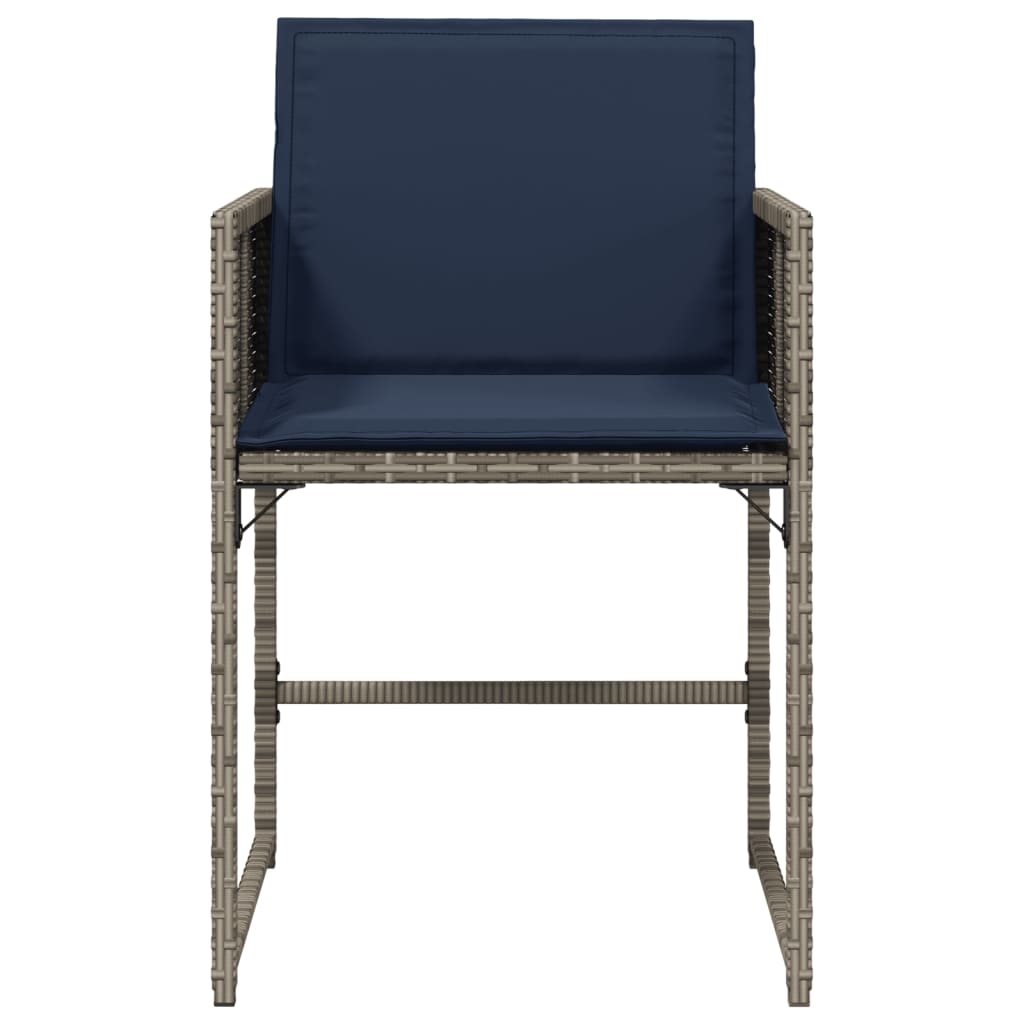 Patio Chairs with Cushions 4 pcs Gray Poly Rattan