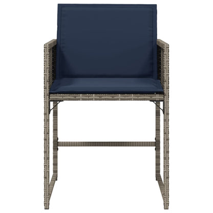 Patio Chairs with Cushions 4 pcs Gray Poly Rattan