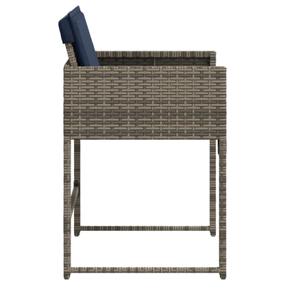 Patio Chairs with Cushions 4 pcs Gray Poly Rattan