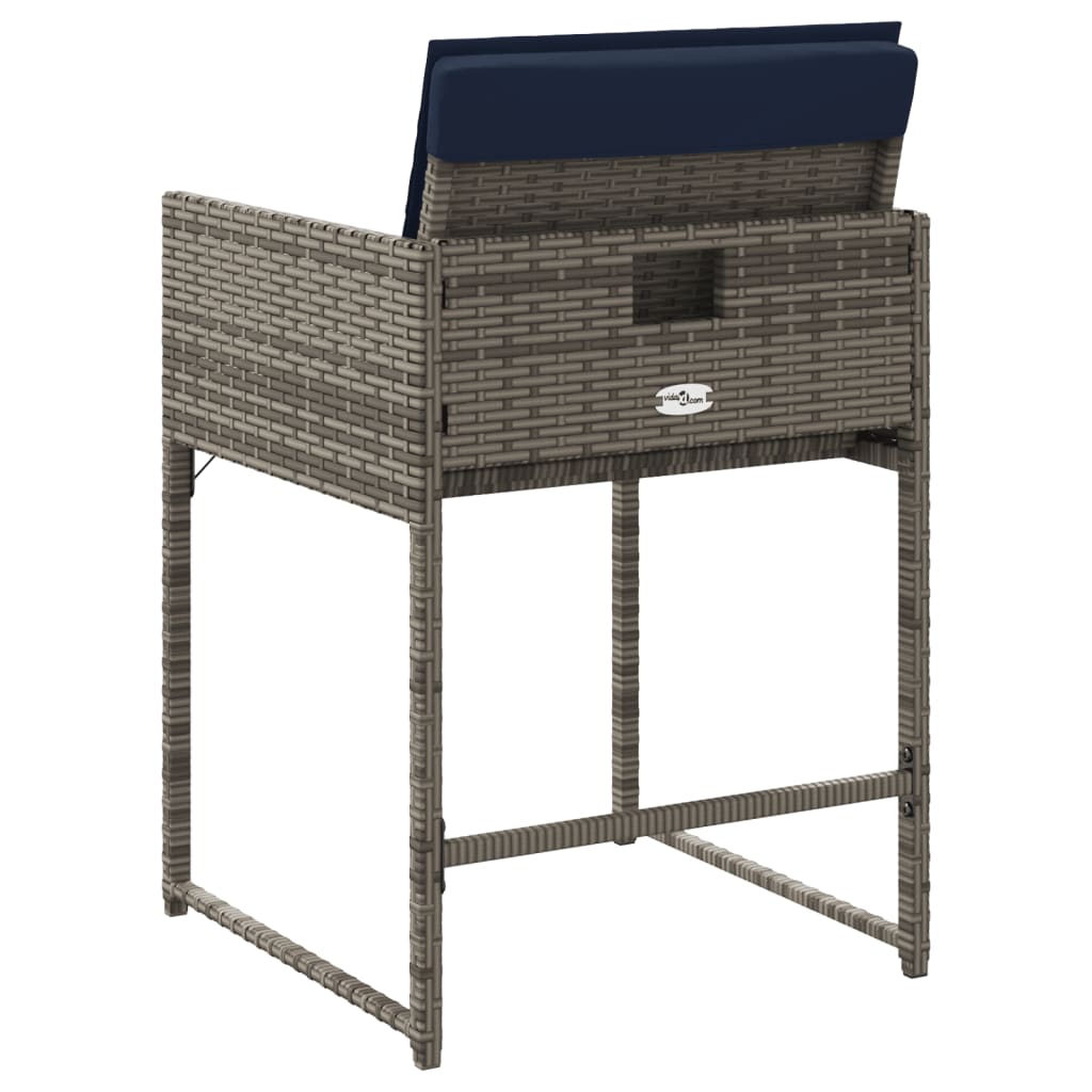 Patio Chairs with Cushions 4 pcs Gray Poly Rattan