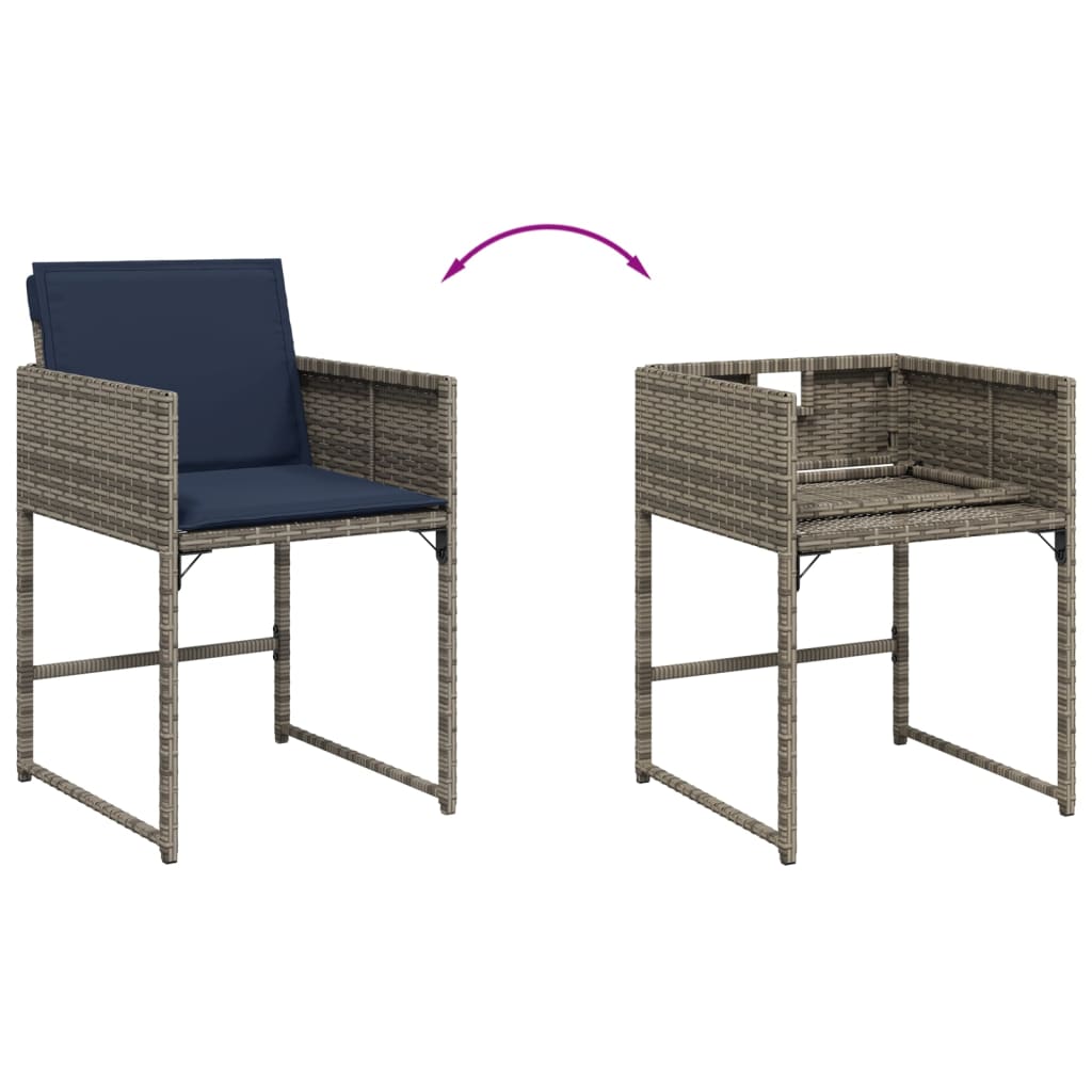 Patio Chairs with Cushions 4 pcs Gray Poly Rattan