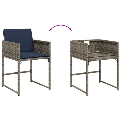 Patio Chairs with Cushions 4 pcs Gray Poly Rattan