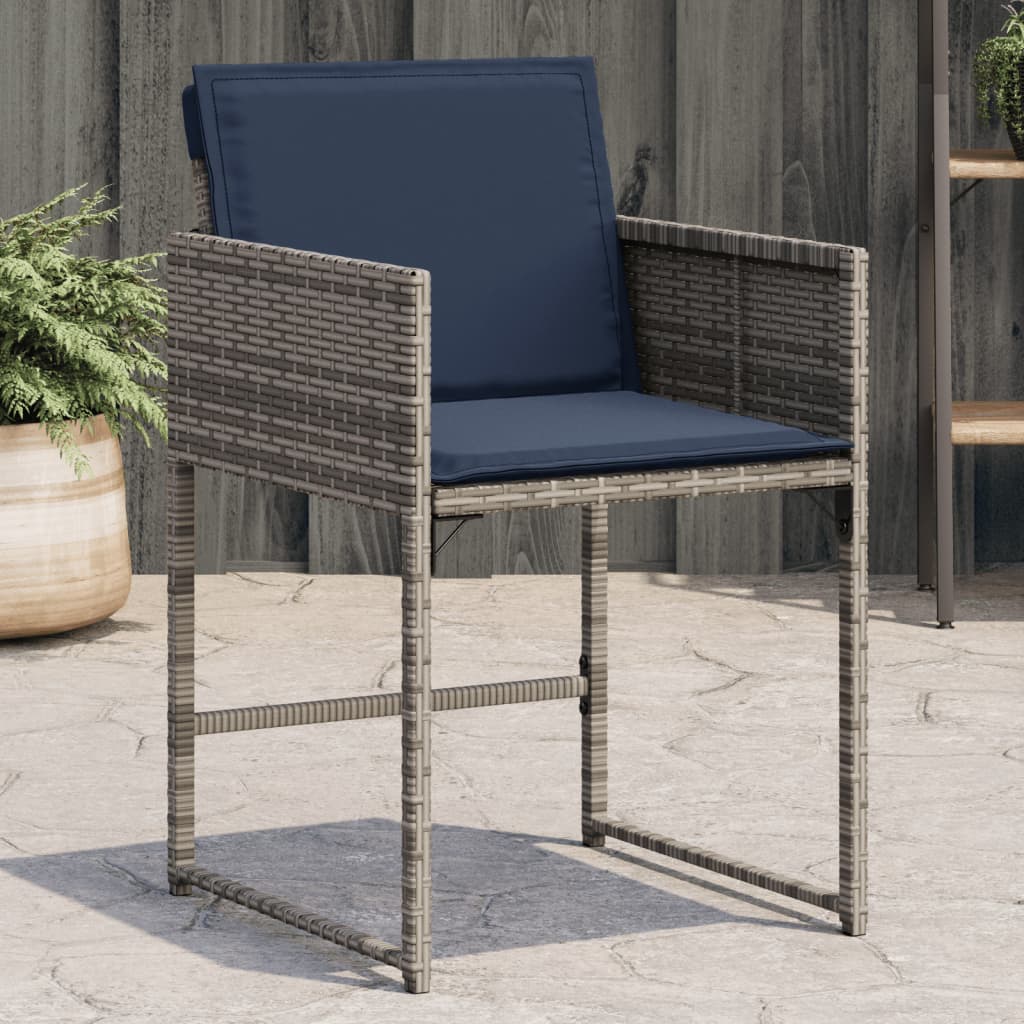 Patio Chairs with Cushions 4 pcs Gray Poly Rattan