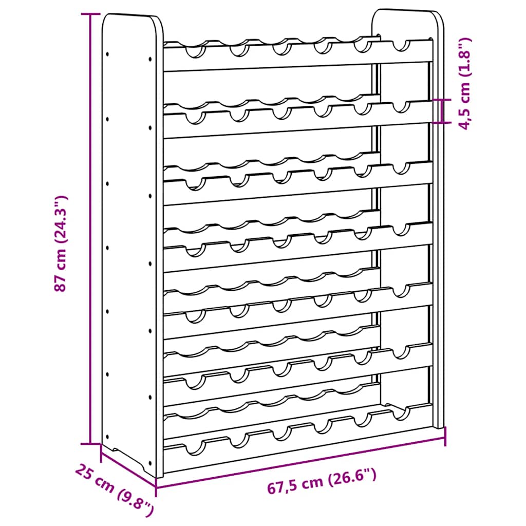 Wine Rack 67.5x25x87 cm Solid Wood Pine