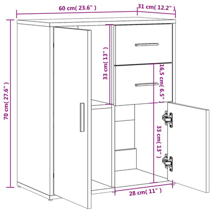 Sideboards 2 pcs White 60x31x70 cm Engineered Wood