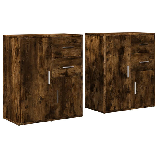 Sideboards 2 pcs Smoked Oak 60x31x70 cm Engineered Wood