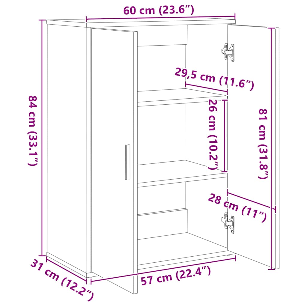 Sideboards 2 pcs Grey Sonoma 60x31x84 cm Engineered Wood