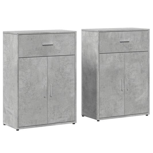 Sideboards 2 pcs Concrete Grey 60x30x84 cm Engineered Wood