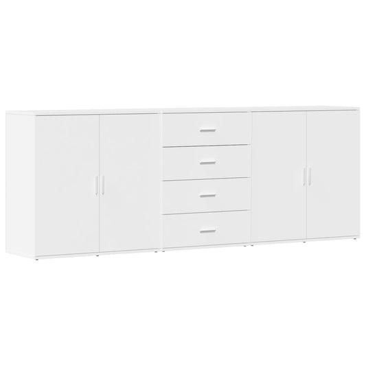 Sideboards 3 pcs White Engineered Wood