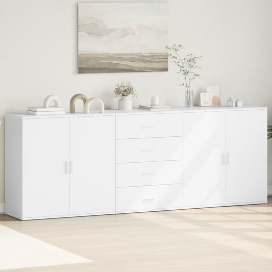 Sideboards 3 pcs White Engineered Wood
