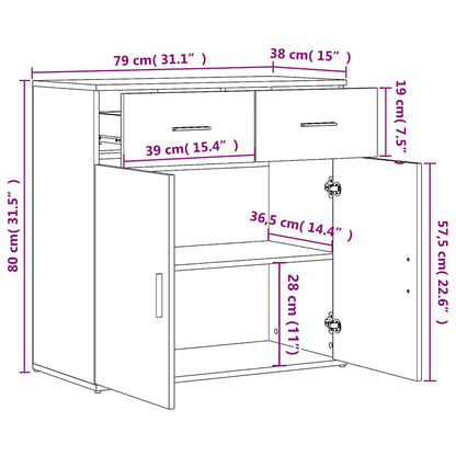 Sideboards 2 pcs Grey Sonoma 79x38x80 cm Engineered Wood