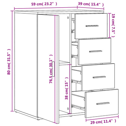 Sideboards 2 pcs White 59x39x80 cm Engineered Wood