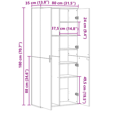 Highboard Concrete Grey 80x35x180 cm Engineered Wood