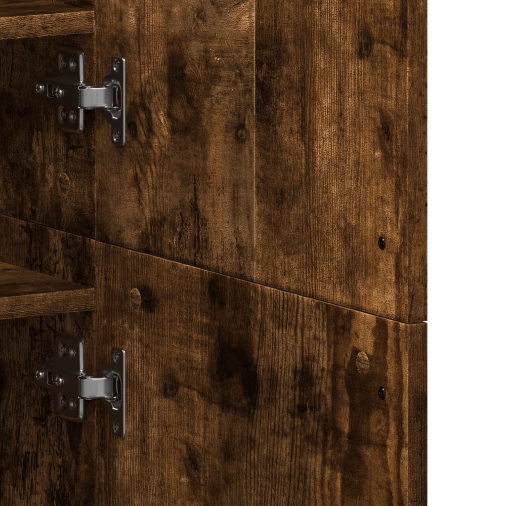 Shoe Cabinet Smoked Oak 80x39x178 cm Engineered Wood