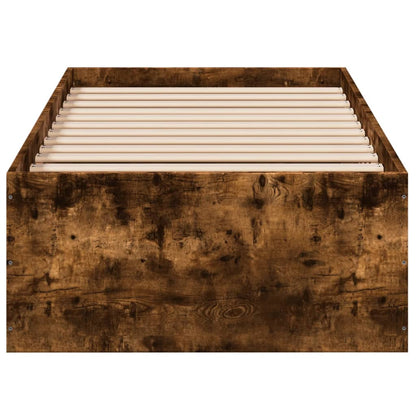 Bed Frame without Mattress Smoked Oak 75x190 cm Small Single Engineered Wood