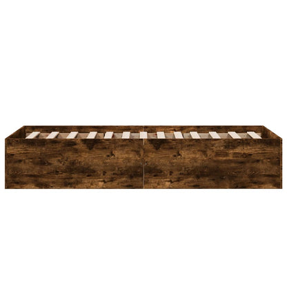 Bed Frame without Mattress Smoked Oak 75x190 cm Small Single Engineered Wood