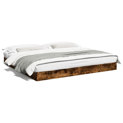 Bed Frame without Mattress Smoked Oak 180x200 cm Engineered Wood