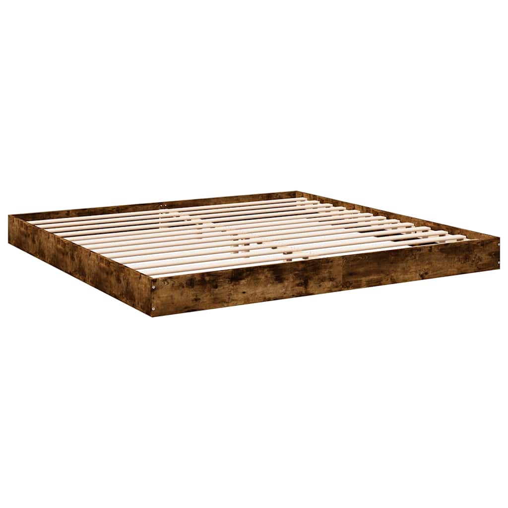 Bed Frame without Mattress Smoked Oak 180x200 cm Engineered Wood