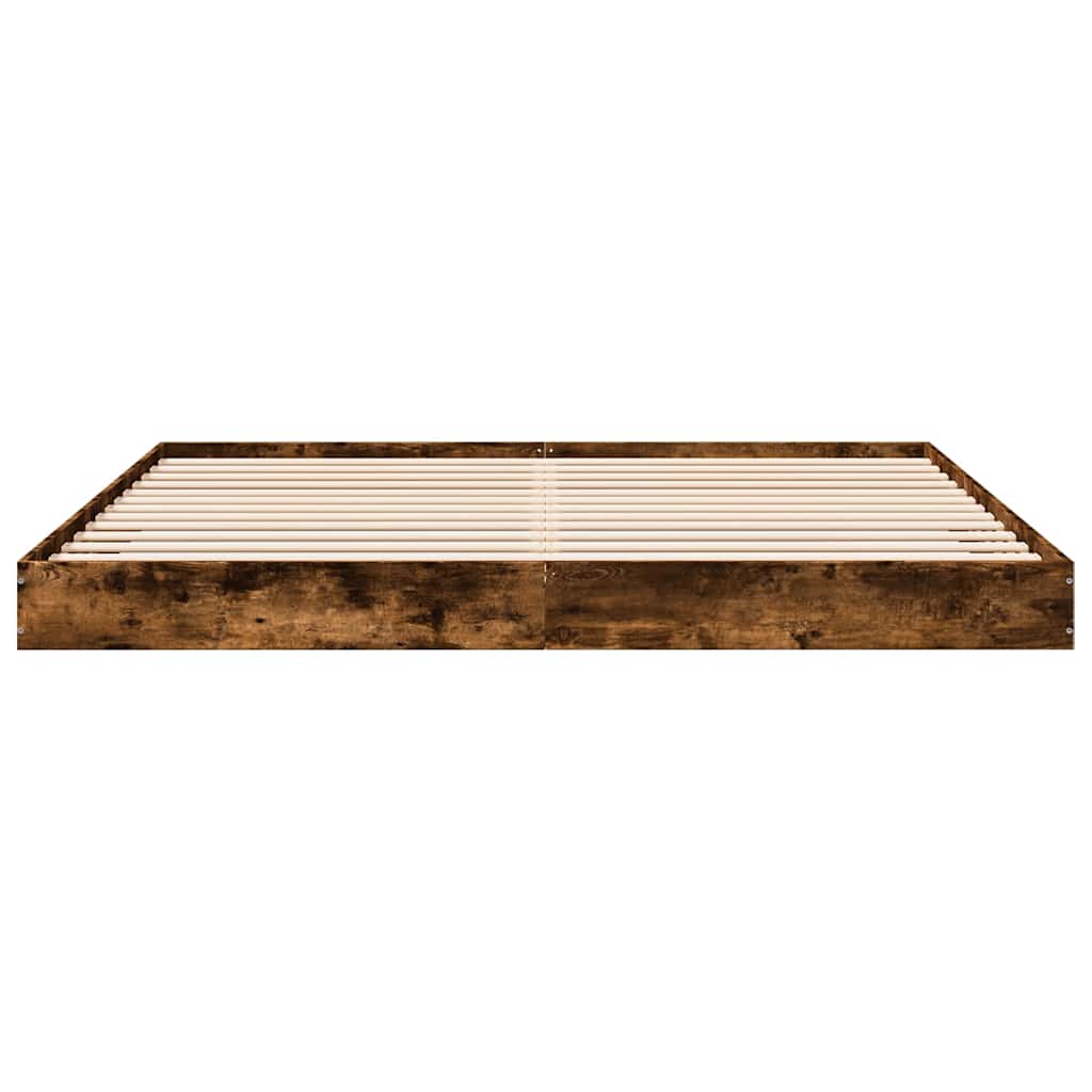 Bed Frame without Mattress Smoked Oak 180x200 cm Engineered Wood