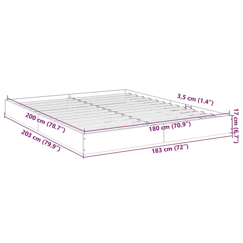 Bed Frame without Mattress Smoked Oak 180x200 cm Engineered Wood