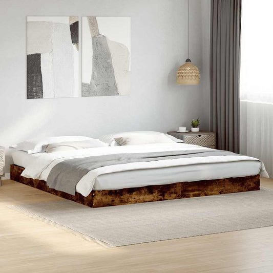 Bed Frame without Mattress Smoked Oak 180x200 cm Engineered Wood