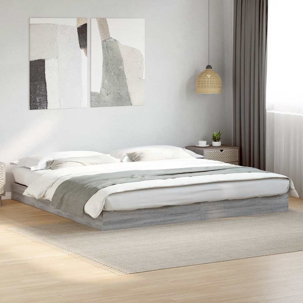 Bed Frame without Mattress Grey Sonoma 180x200 cm Engineered Wood