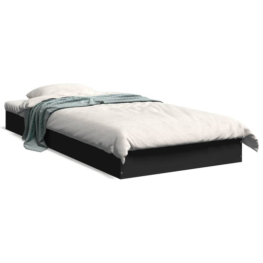 Bed Frame without Mattress Black 75x190 cm Small Single Engineered Wood