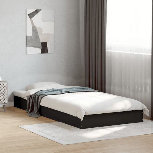 Bed Frame without Mattress Black 75x190 cm Small Single Engineered Wood