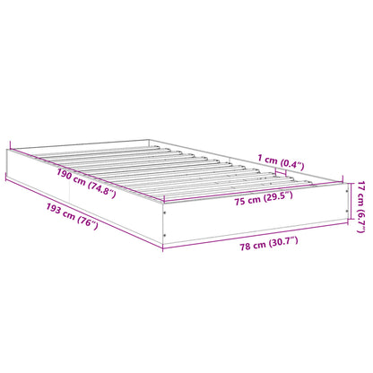 Bed Frame without Mattress Smoked Oak 75x190 cm Small Single Engineered Wood