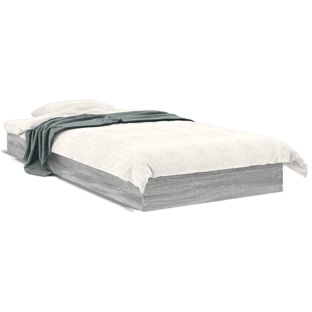 Bed Frame without Mattress Grey Sonoma 75x190 cm Small Single Engineered Wood