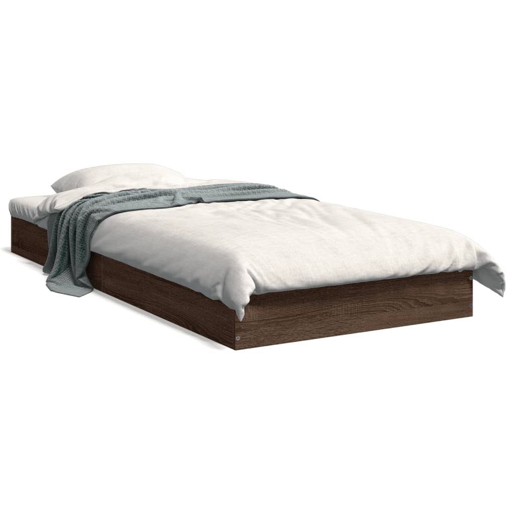Bed Frame without Mattress Brown Oak 75x190 cm Small Single Engineered Wood