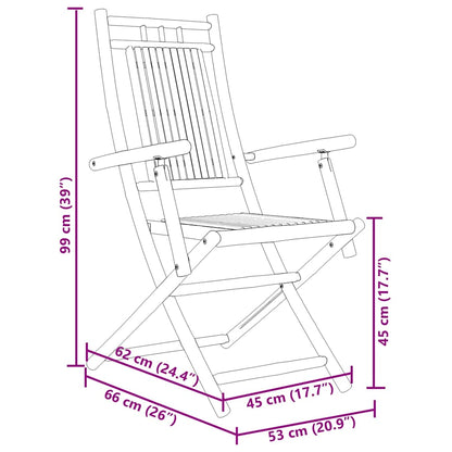 Folding Garden Chairs 4 pcs 53x66x99 cm Bamboo