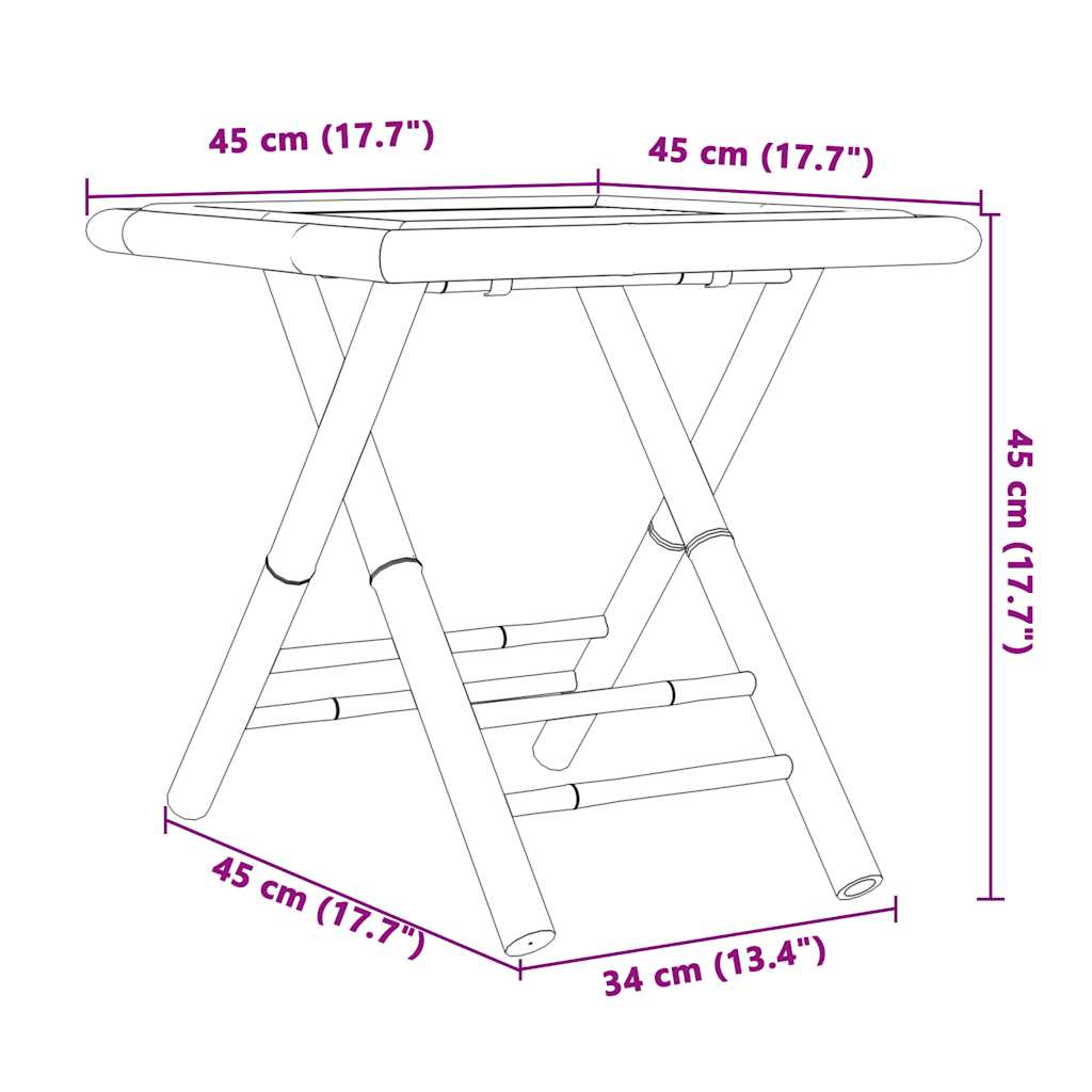 Bistro Set | Natural Bamboo | Foldable | Square | Rustic