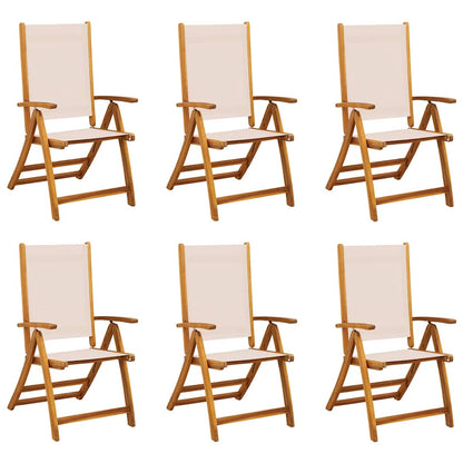 Folding Garden Chairs 6 pcs Solid Wood Acacia and Textilene