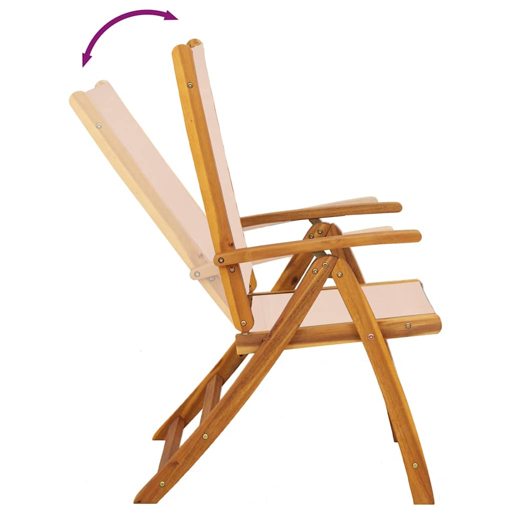 Folding Garden Chairs 8 pcs Solid Wood Acacia and Textilene