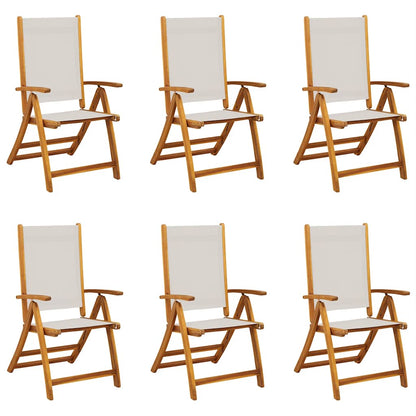 Folding Garden Chairs 6 pcs Solid Wood Acacia and Textilene