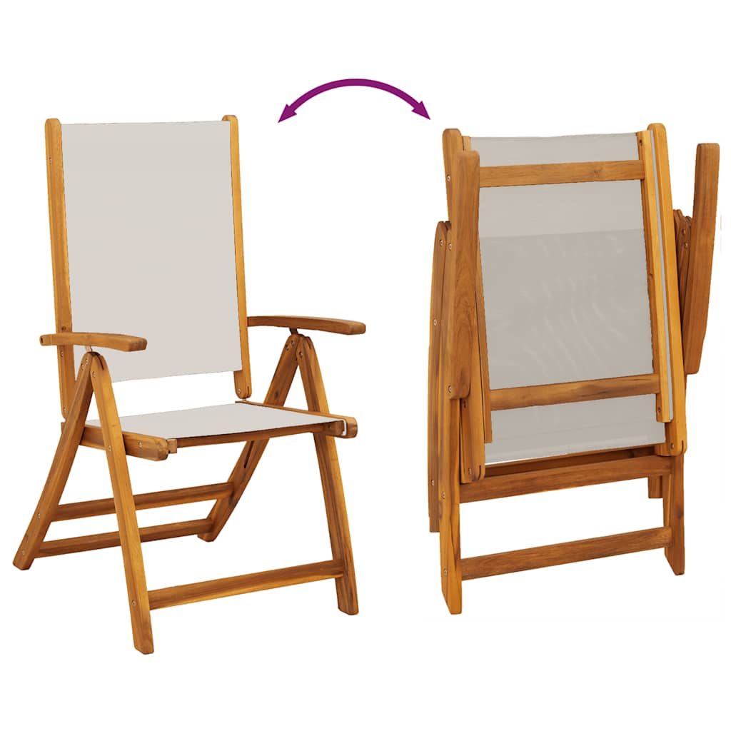 Folding Garden Chairs 8 pcs Solid Wood Acacia and Textilene