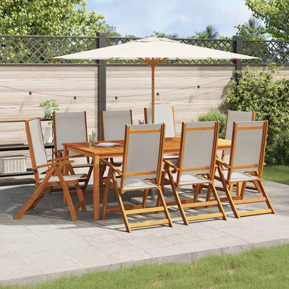 Folding Garden Chairs 8 pcs Solid Wood Acacia and Textilene