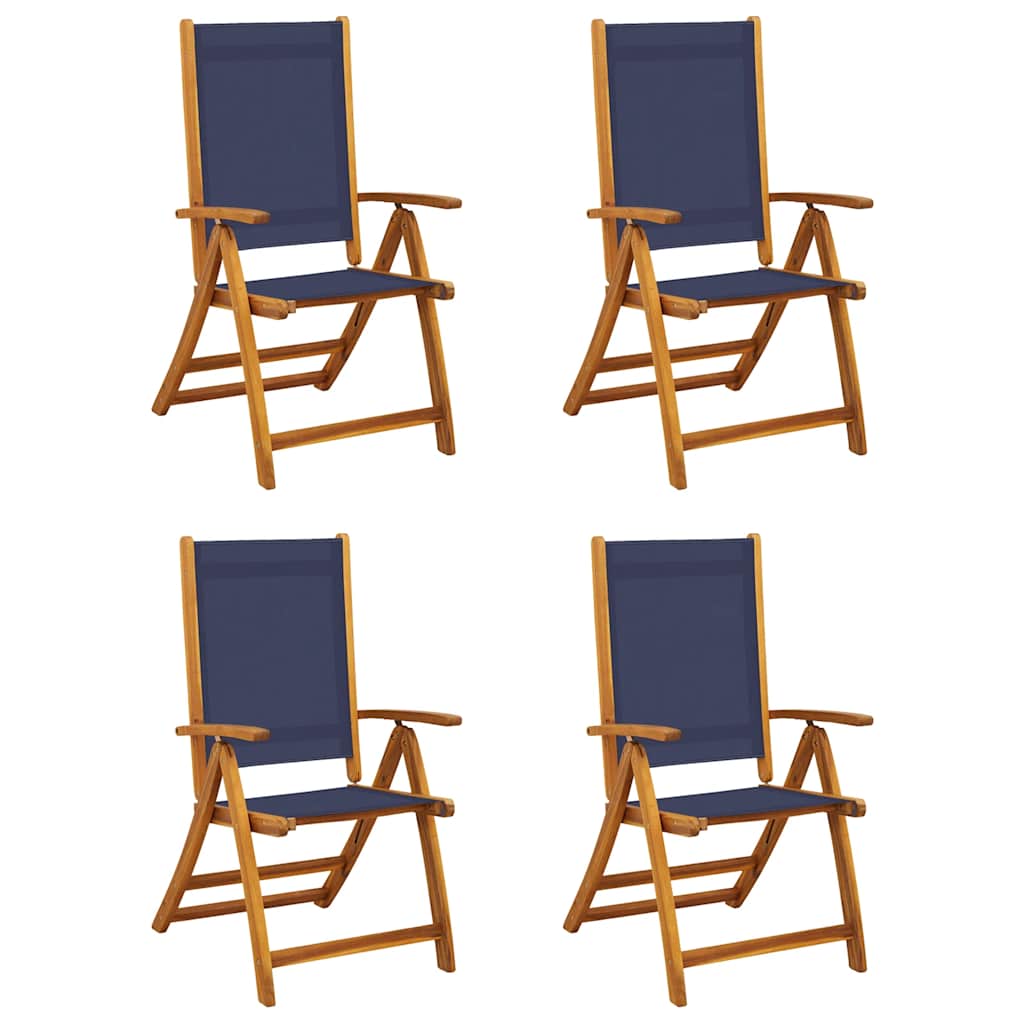 Folding Garden Chairs 4 pcs Solid Wood Acacia and Textilene