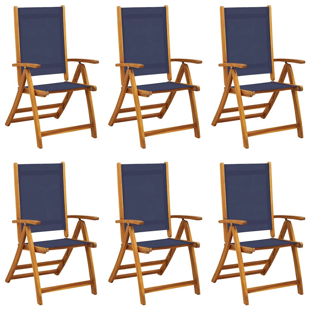 Folding Garden Chairs 6 pcs Solid Wood Acacia and Textilene