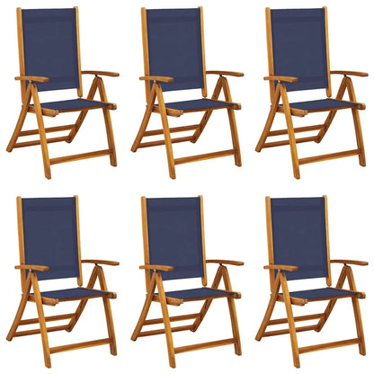 Folding Garden Chairs 6 pcs Solid Wood Acacia and Textilene
