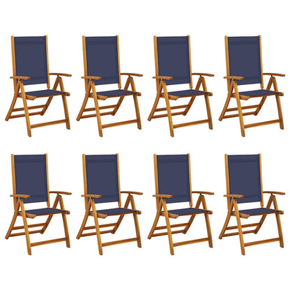 Folding Garden Chairs 8 pcs Solid Wood Acacia and Textilene