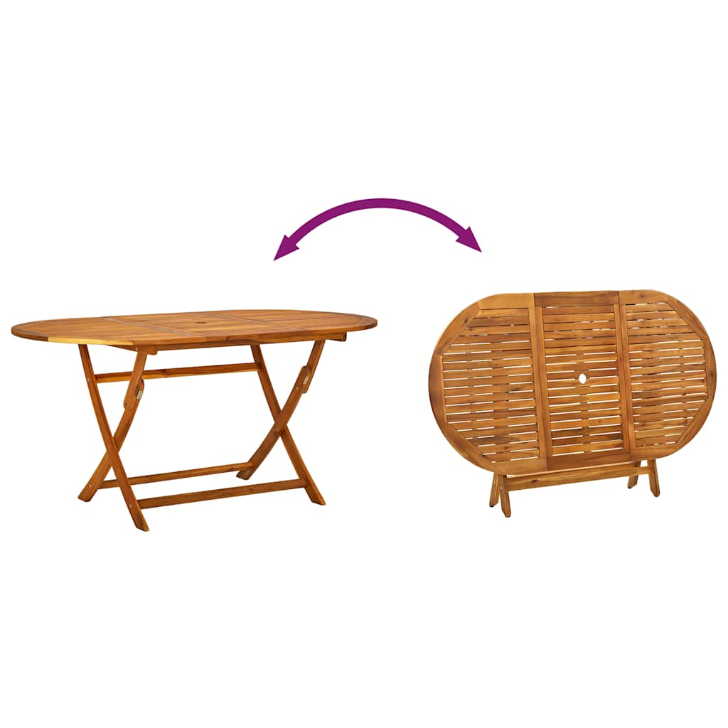 7 Piece Garden Dining Set Solid Wood Acacia and Textilene