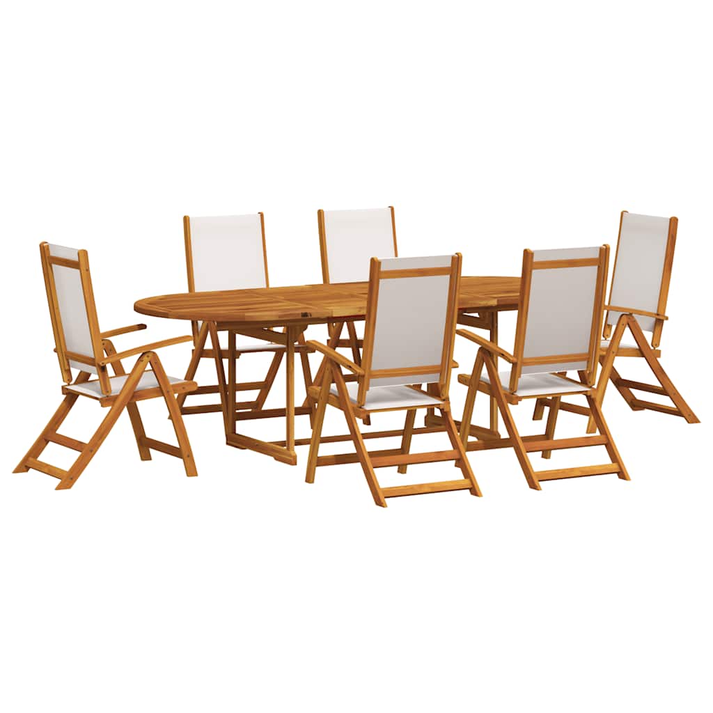 9 Piece Garden Dining Set Solid Wood Acacia and Textilene