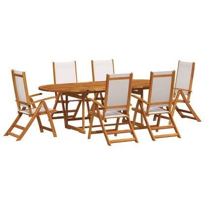 9 Piece Garden Dining Set Solid Wood Acacia and Textilene
