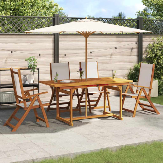 5 Piece Garden Dining Set Solid Wood Acacia and Textilene