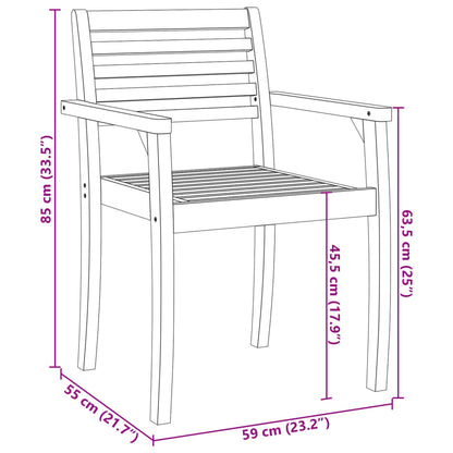 Garden Chair | Set of 6 | Natural Acacia | Solid Acacia wood | Standard