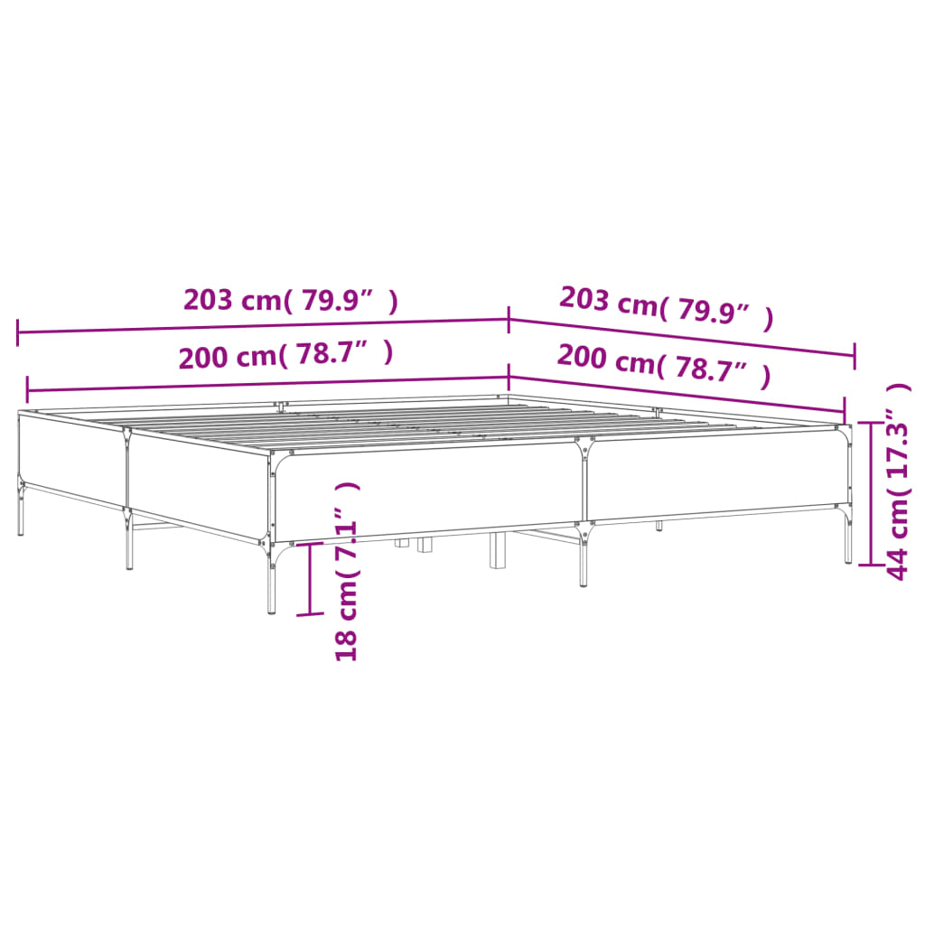 Bed Frame without Mattress Sonoma Oak 200x200 cm