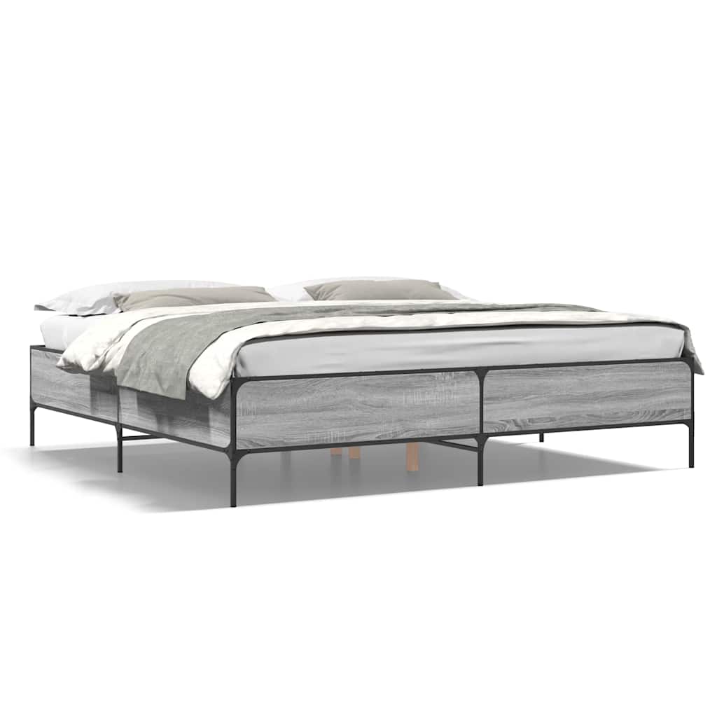 Bed Frame without Mattress Grey Sonoma 200x200 cm