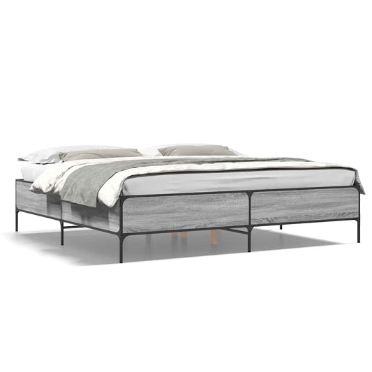 Bed Frame without Mattress Grey Sonoma 200x200 cm